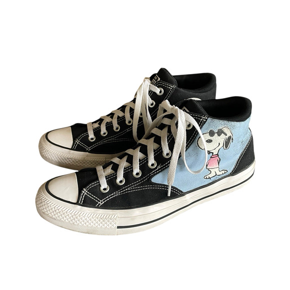 CONVERSE CTAS Malden US Men 11/Women 13 Black Mid Top Snoopy Woodstock Sneakers - Picture 1 of 8